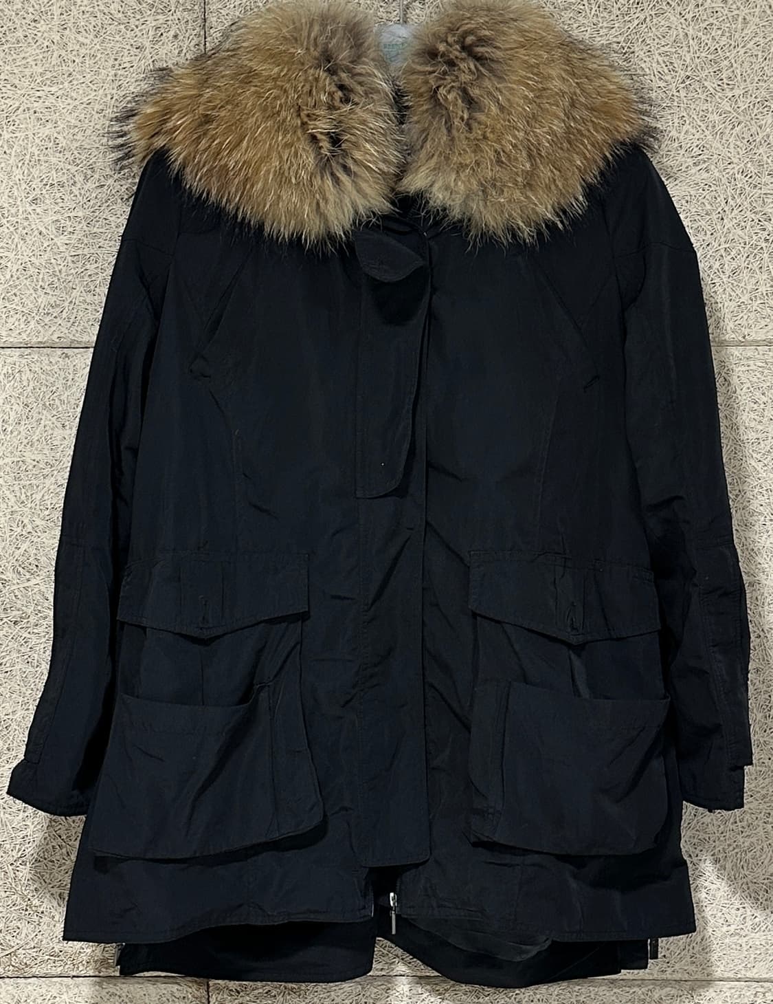 블랙 패딩 퍼 자켓 상품이미지1