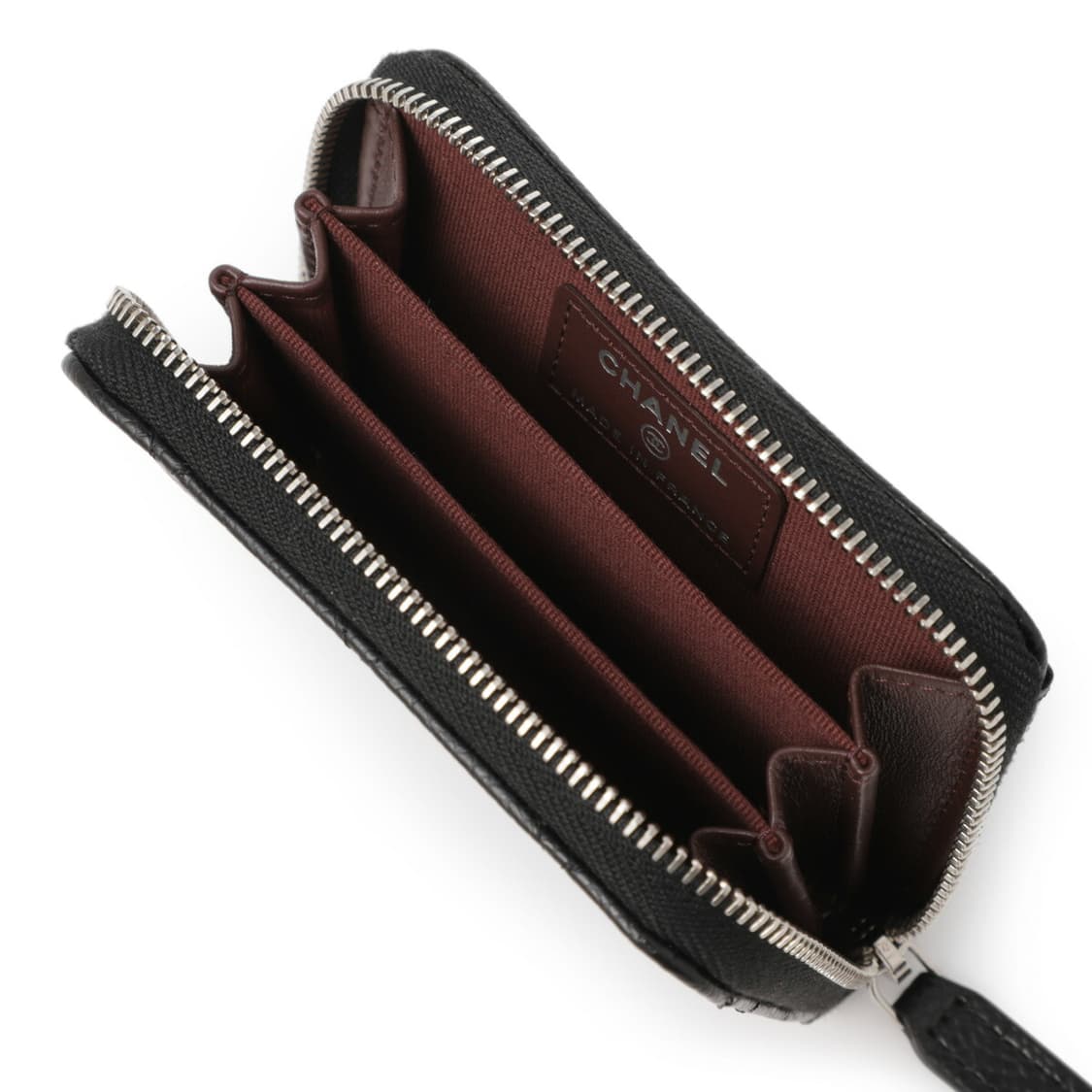 샤넬 클래식 지퍼 동전 지갑 그레인드 카프스킨 & 실버 메탈 블랙 상품이미지3