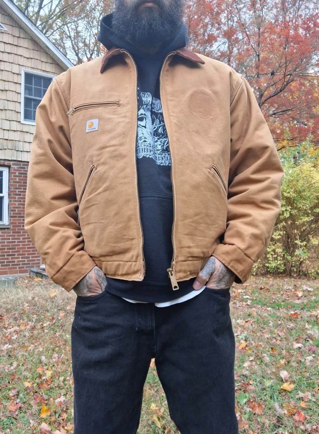 칼하트 디트로이트 USA 플래그 커스텀 자켓 브라운  상품이미지1