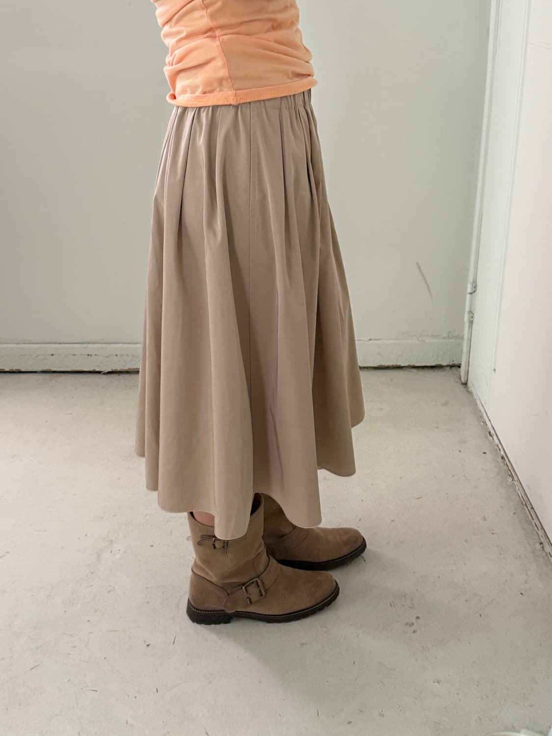 일본빈티지 베이지 바스락 롱스커트 상품이미지3