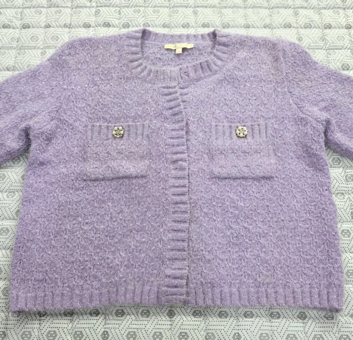 마쥬 보석 단추 가디건 퍼플 ~55 상품이미지4