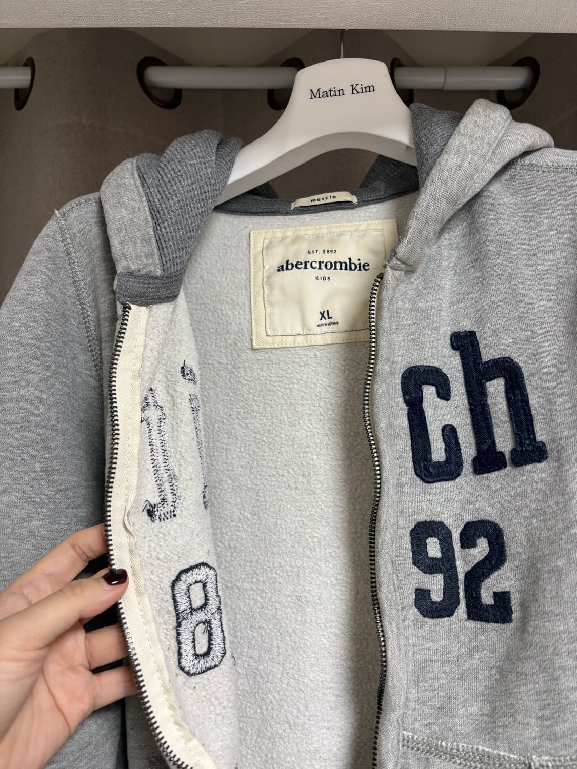 아베크롬비 그레이 후드집업 키즈 XL (여성 44-66) 상품이미지2