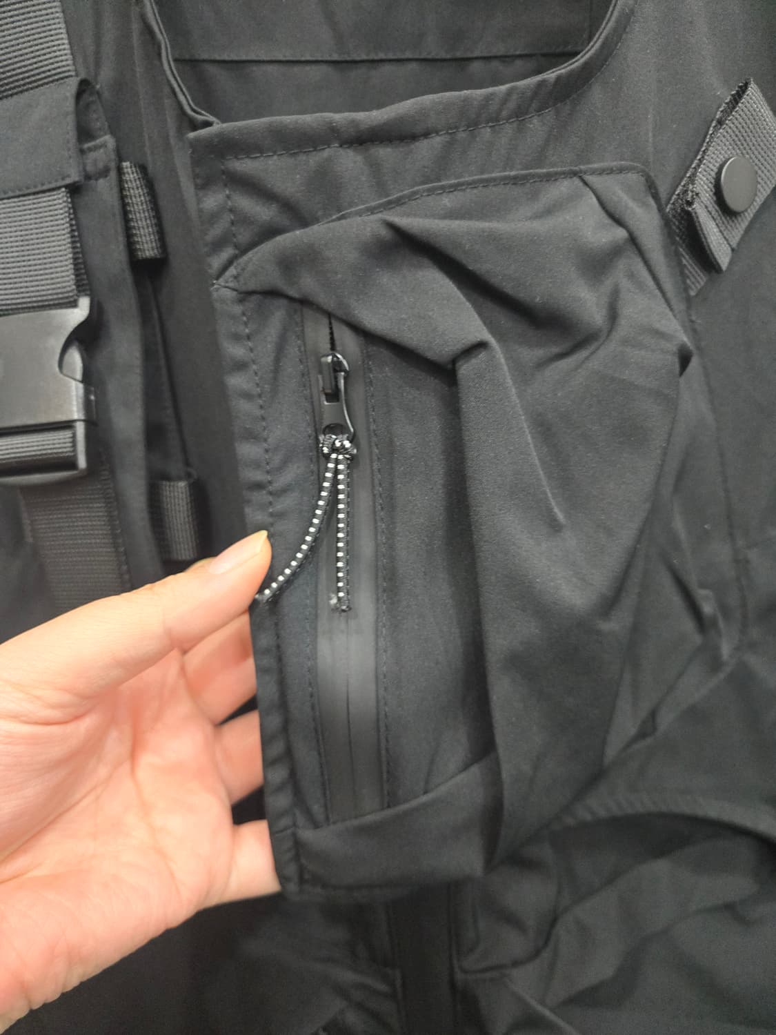 105,XL )) Zeroly 올블랙 조끼! 주머니 짱많아요! 실용성굿 상품이미지2