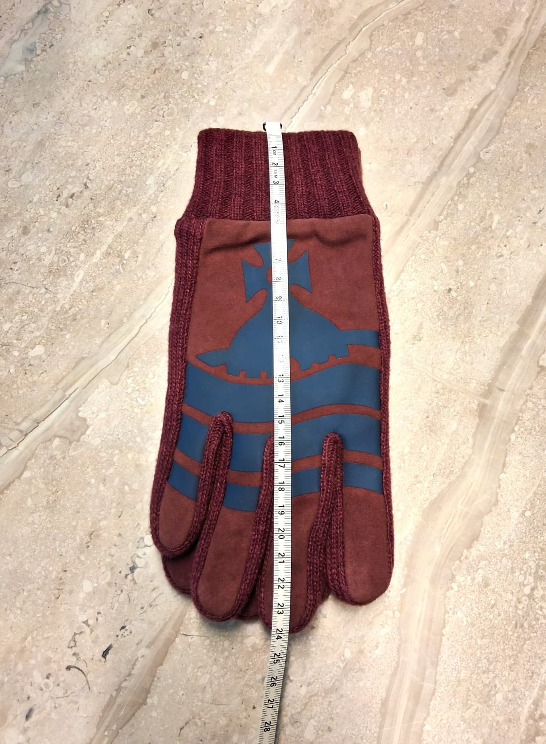 비비안 웨스트우드 스웨이드 니트 콤비 남성용 장갑 / 와인 (새상품) 상품이미지6