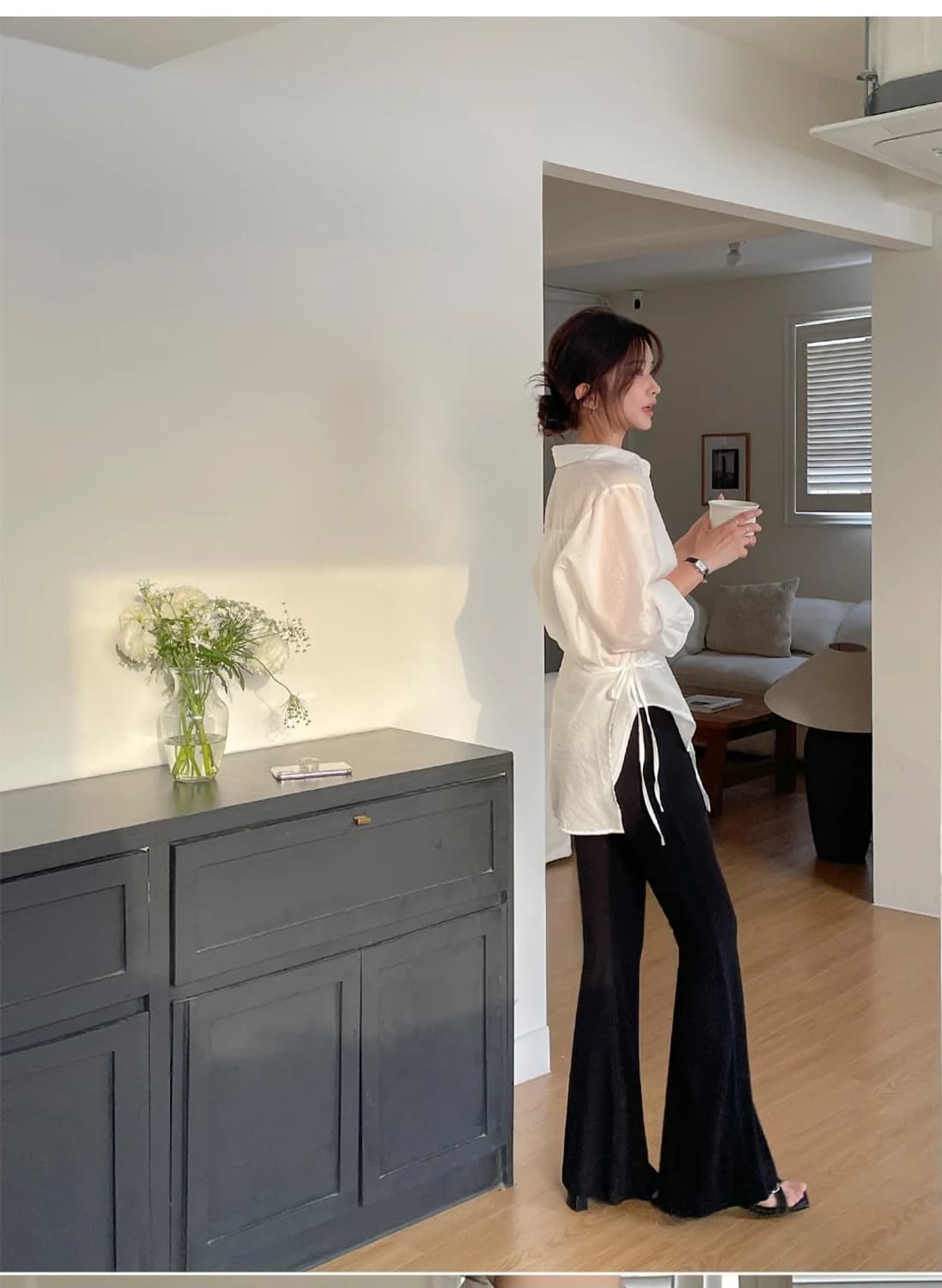 레이어드 랩 셔츠 화이트, 블랙 원가 36800원 상품이미지5