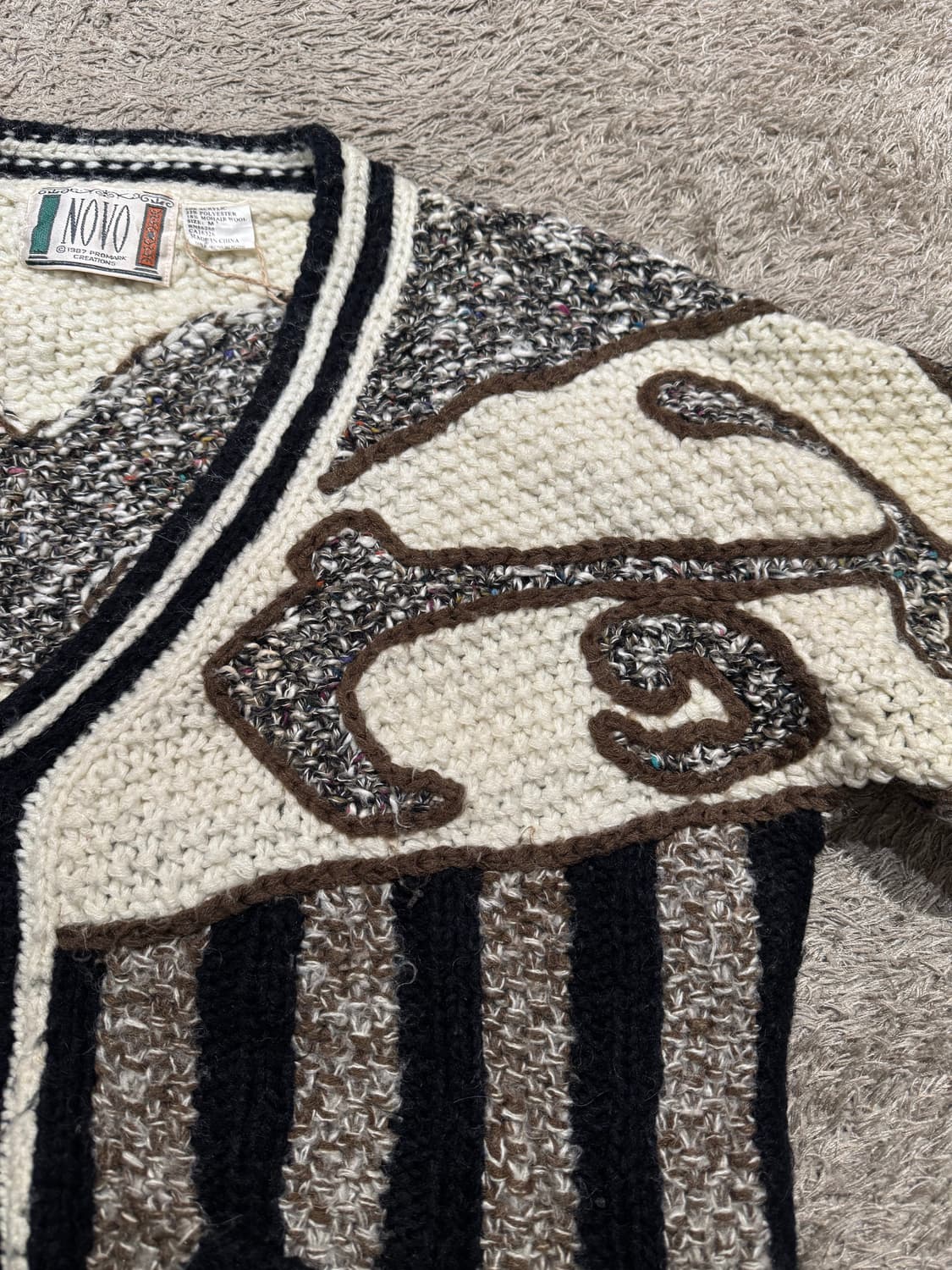 NOVO 빈티지 패턴 모헤어 가디건 니트 M 상품이미지3