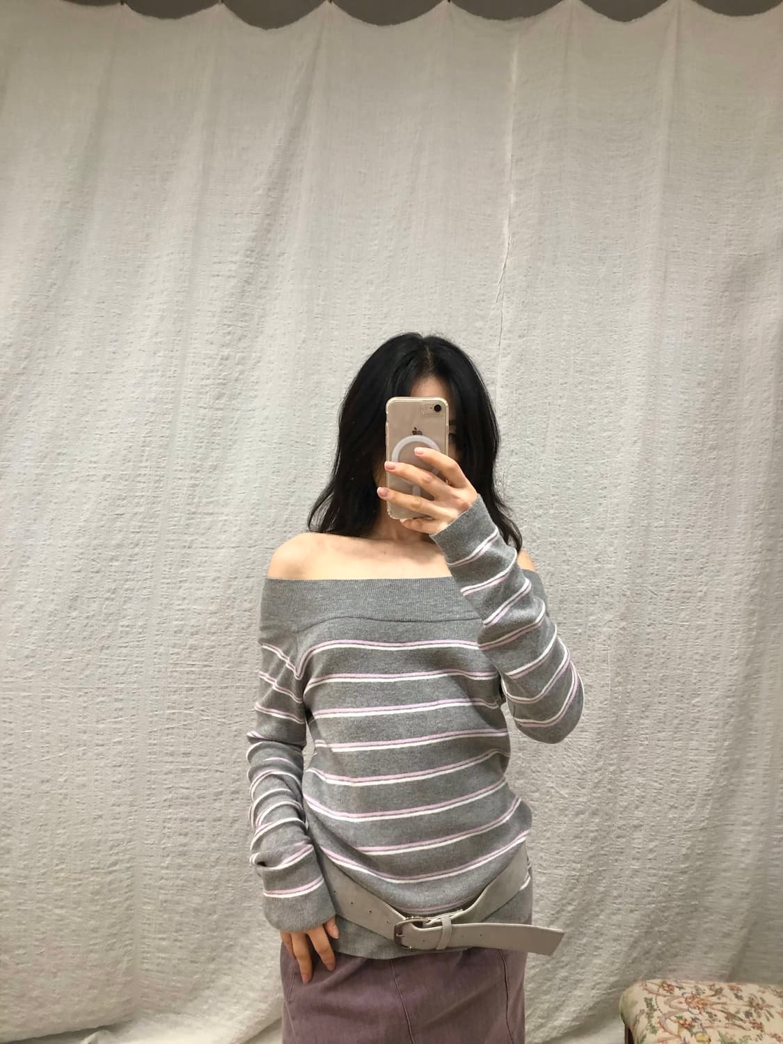 Lilac breeze off-shoulder knit 상품이미지4