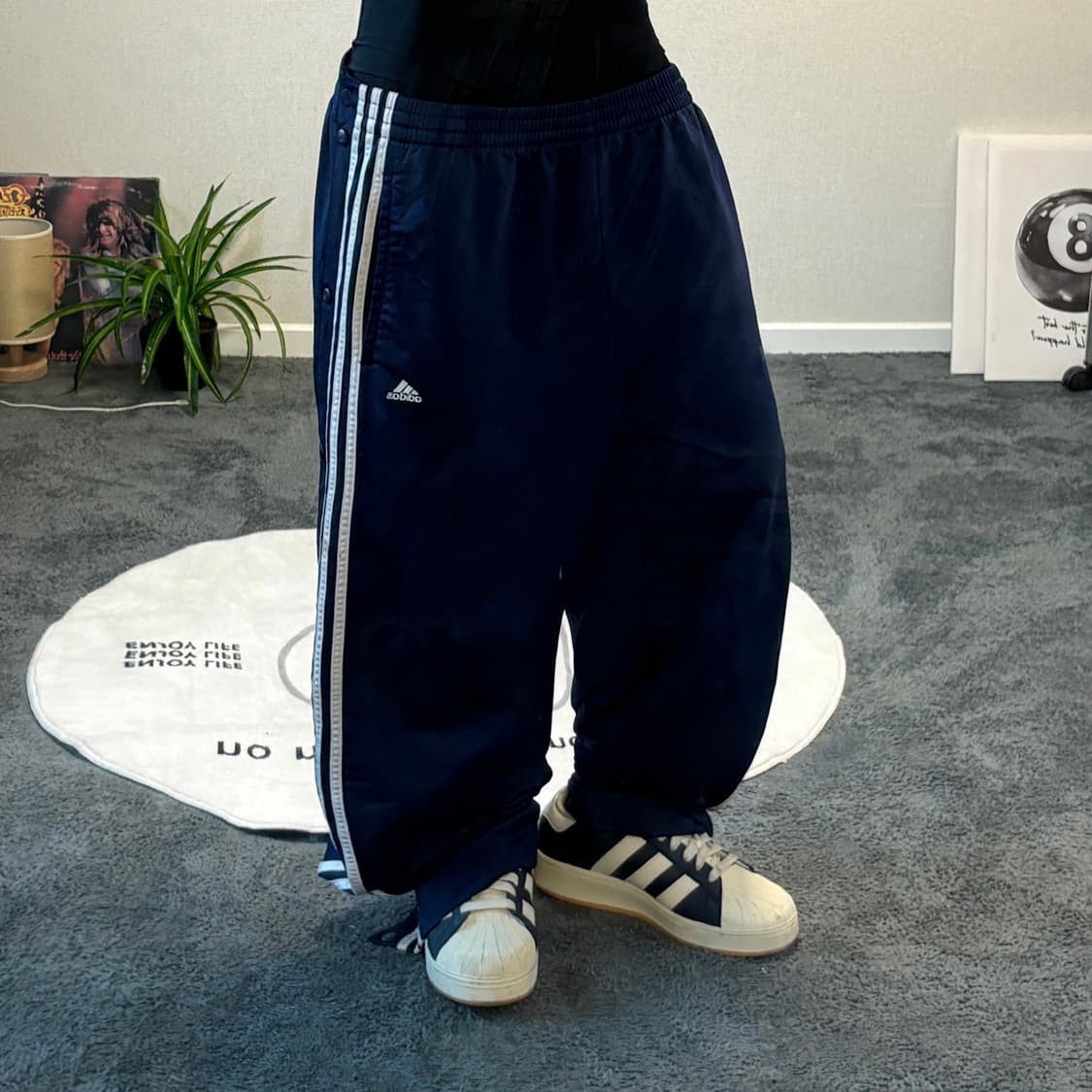 90s 올드스쿨 네이비 스냅 트랙팬츠 상품이미지2