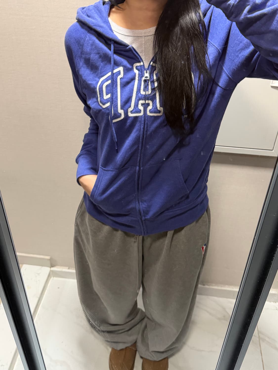 갭 블루 후드집업 L 상품이미지1