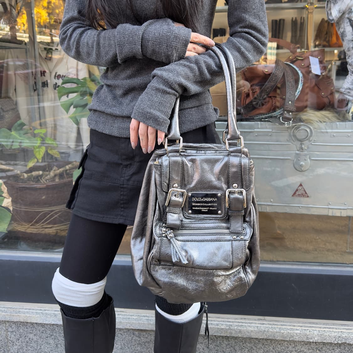 00s 돌체앤가바나 실버 가죽 가방 상품이미지10