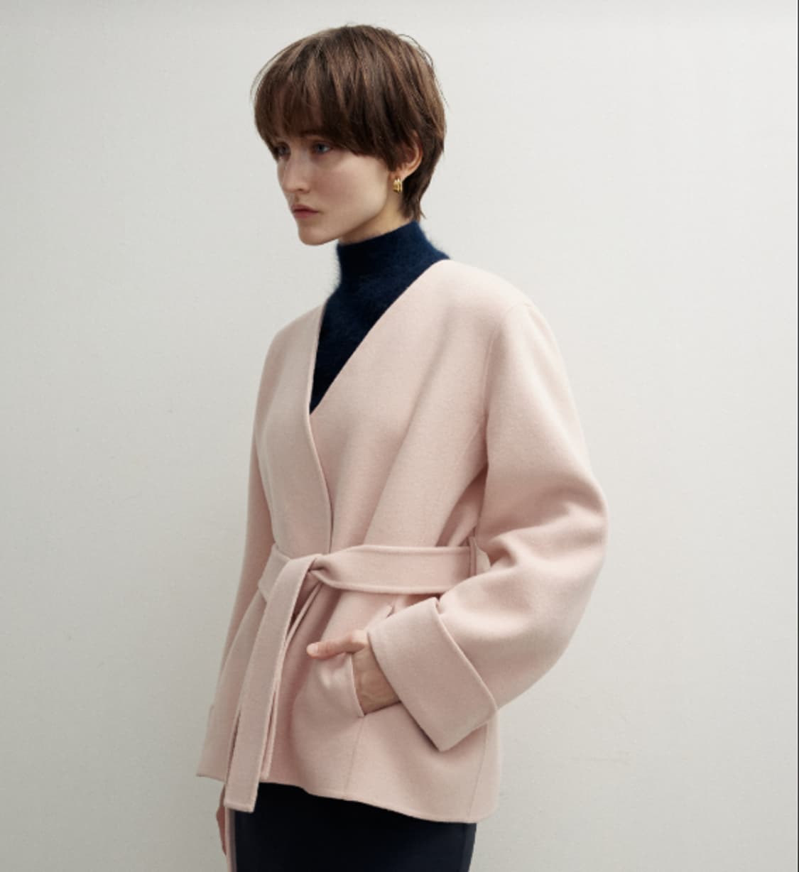 시에sie 24fw 세르 하프벨티드 코트(파우더핑크/미착용 새상품) 상품이미지2