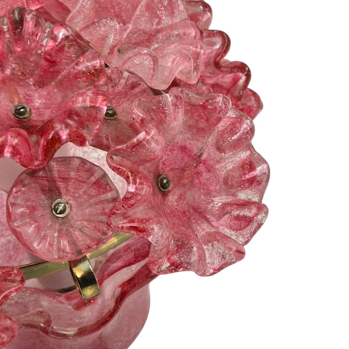 50s 이와타 핸드블로운 핑크 꽃 바구니 엔틱 램프 상품이미지6