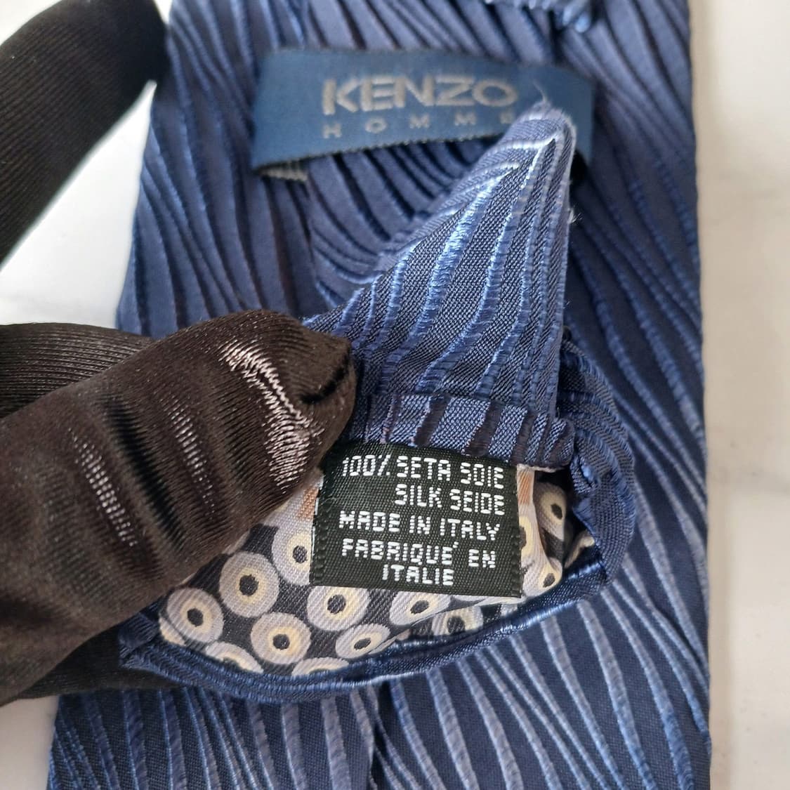 겐조 실크 블루 웨이브 자카드 넥타이 9cm S~A+등급 E897
 상품이미지10