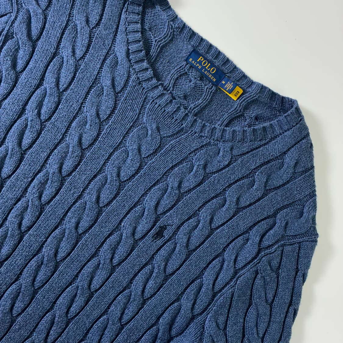 Polo  폴로 랄프로렌 신형 자수 코튼 블루 꽈배기 니트  상품이미지3