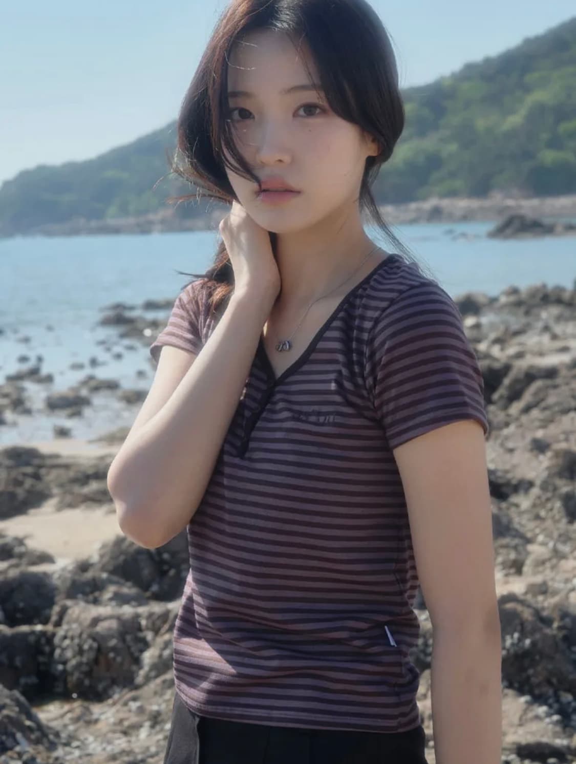 애즈온 Candy Stripe t-purple 상품이미지2