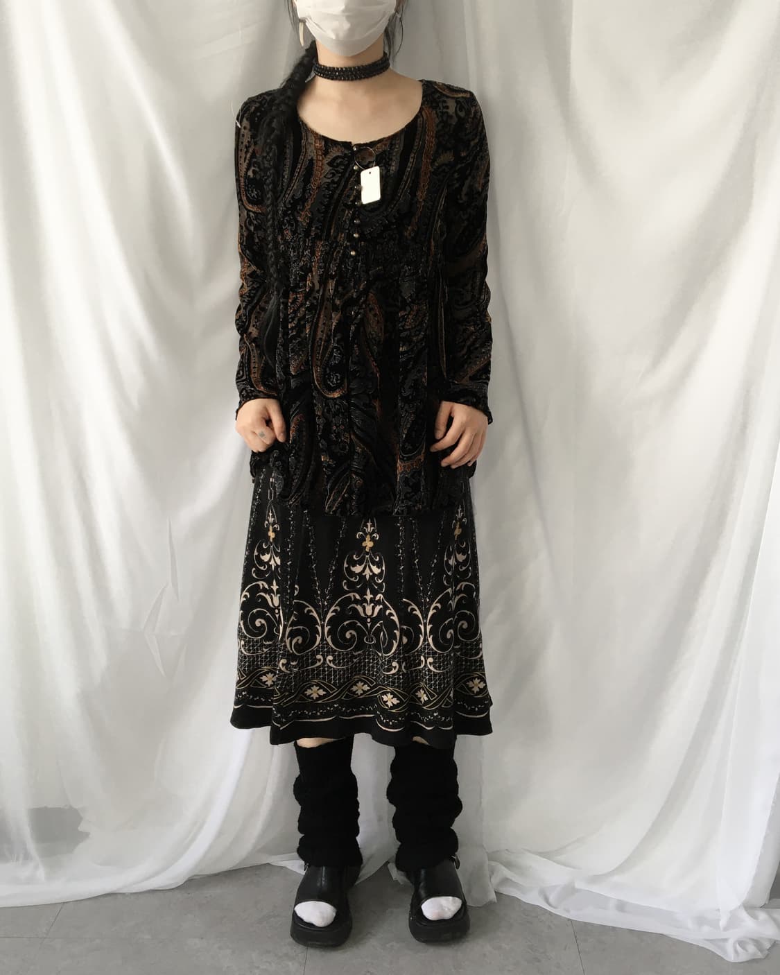 Pattern velvet blouse 상품이미지1