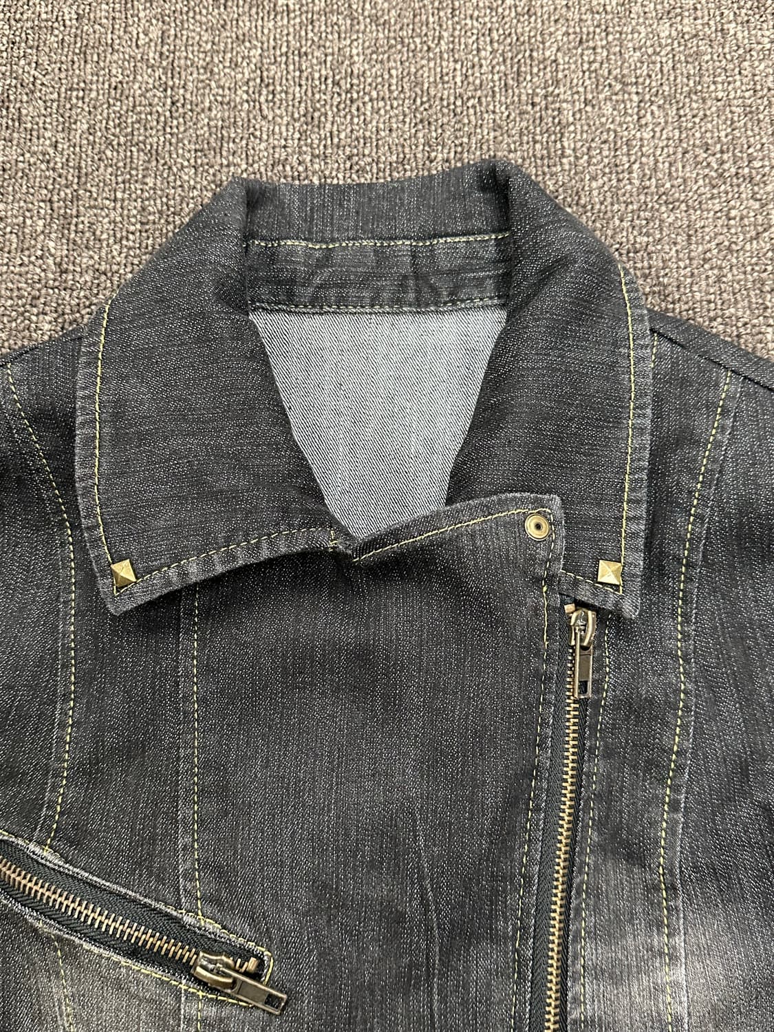 OS)Japanese vintage 여성 지퍼 흑청 트러커 데님자켓 상품이미지6