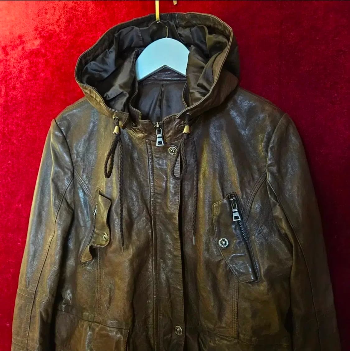 Friends  Italy 양가죽 후드 브라운 집업 자켓 상품이미지3