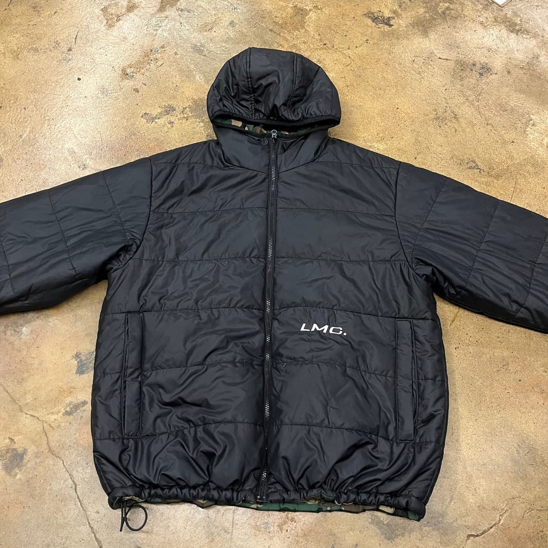 [정품/L] LMC 블랙 카모 후드 양면 패딩 점퍼 b15 상품이미지6