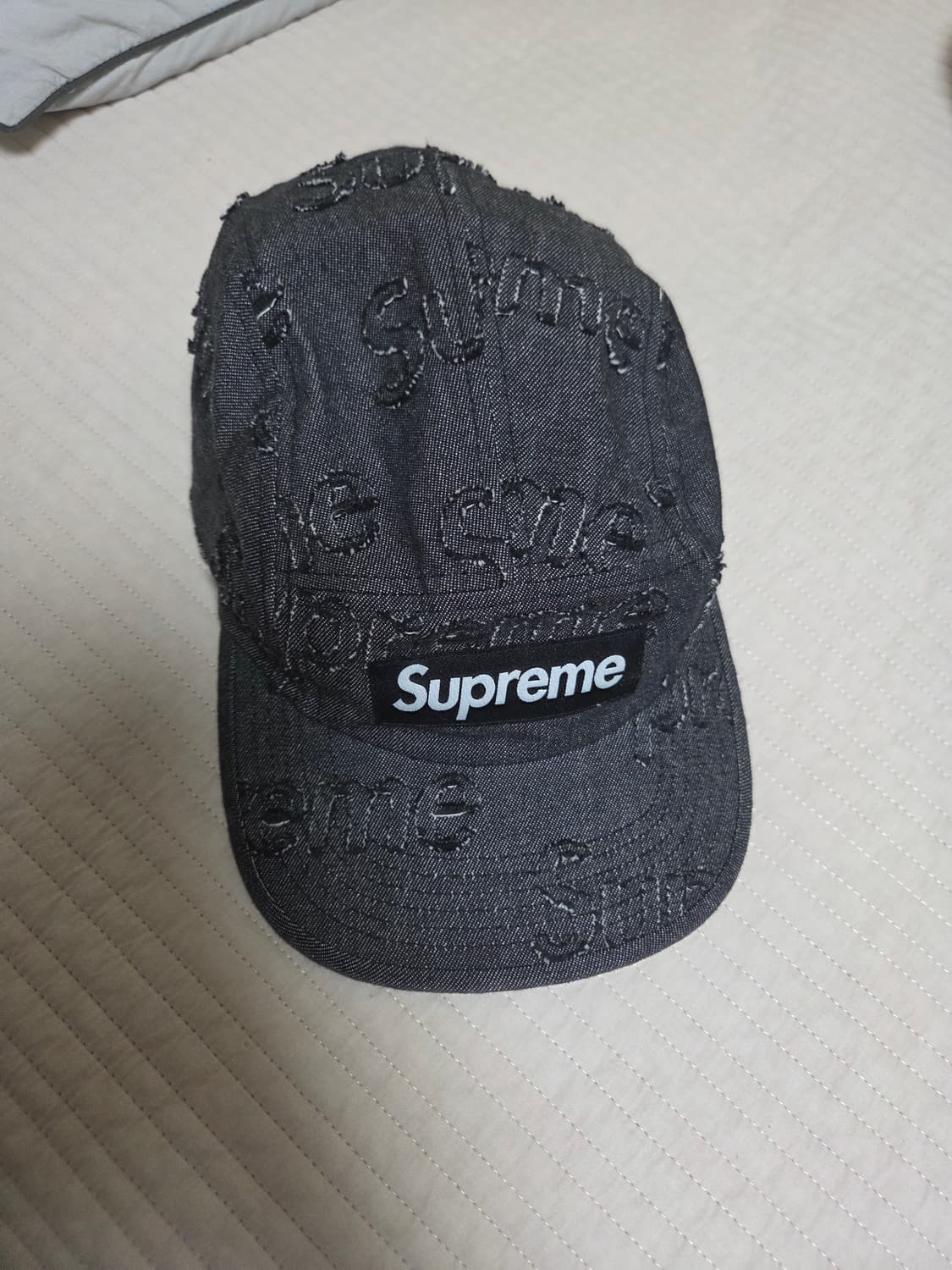 슈프림 레이저드 데님 캠프캡 블랙 상품이미지2