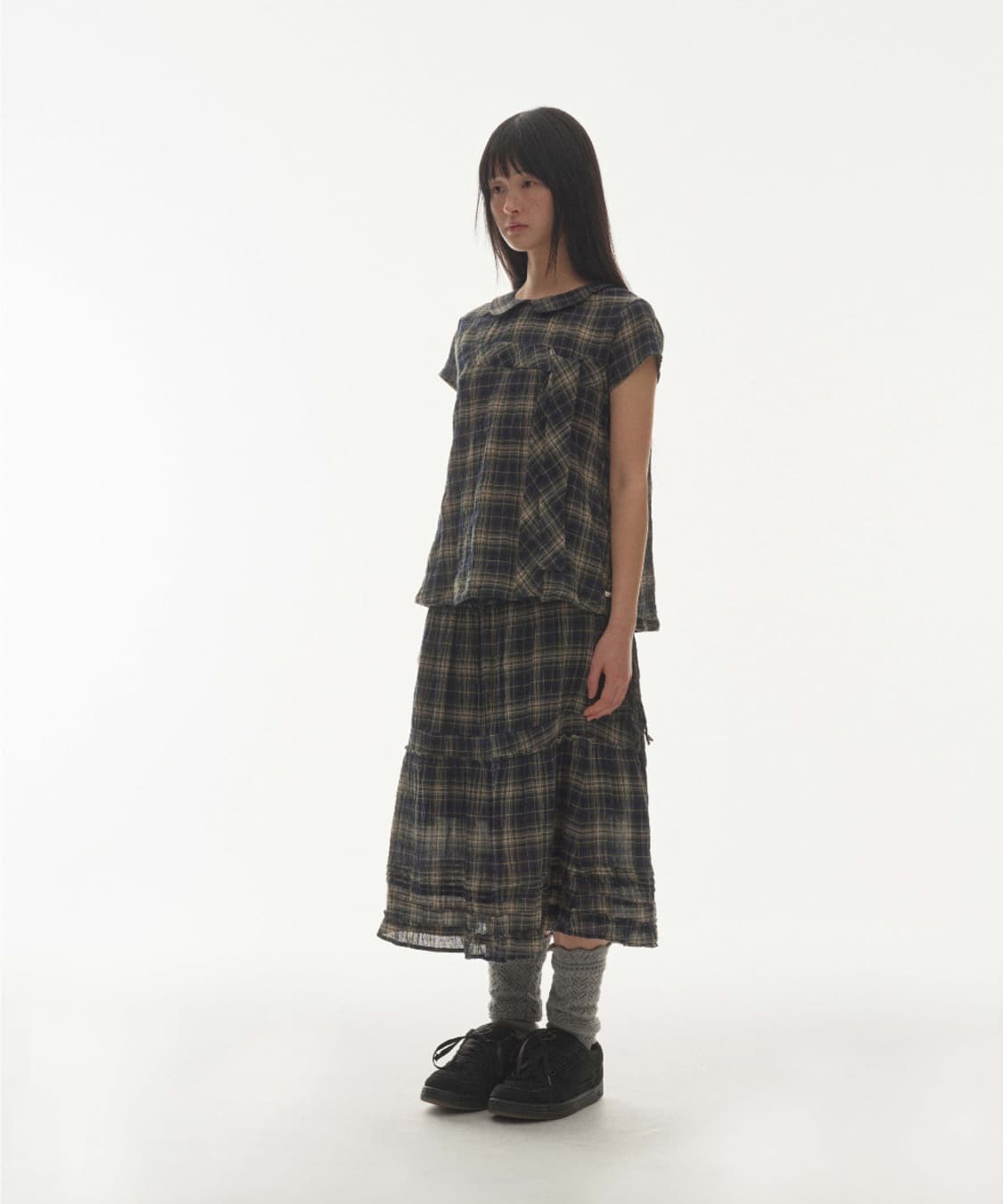 코이세이오 셔링 미디스커트 SHIRRING MIDI SKIRT CHECK 상품이미지2