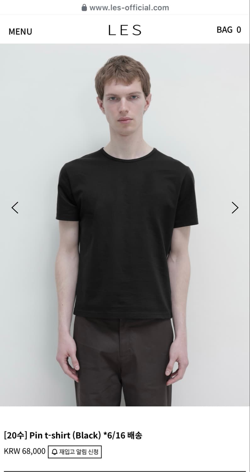 Les - [20수] Pin t-shirt (Black - 48사이즈) 상품이미지1