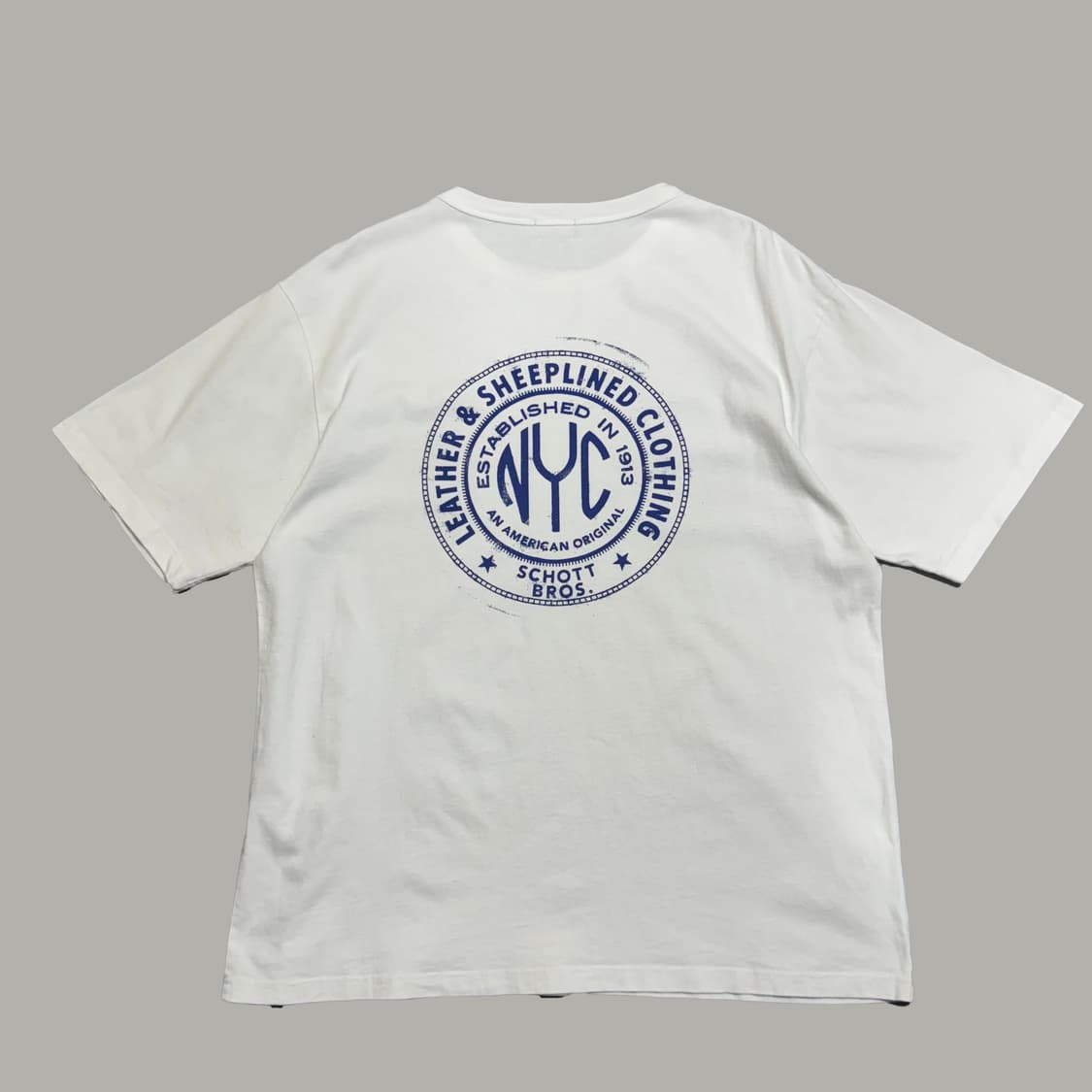 쇼트(Schott) 화이트컬러 양면 스탬프 프린팅 로고 크루넥 반팔 상품이미지7