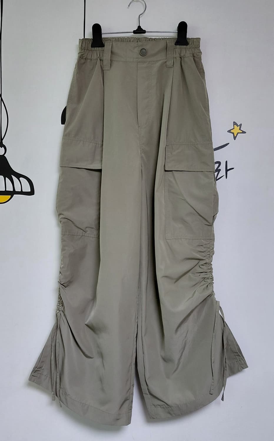 [M] Java(자바) 사이드 셔링 와이드 카고 팬츠 (카키 베이지) 상품이미지2