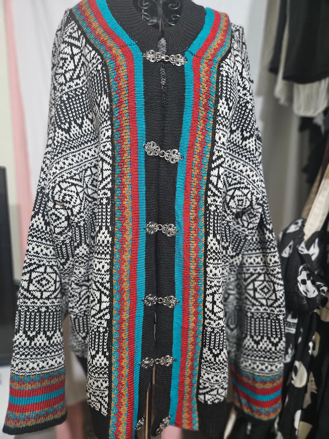 패턴 니트 롱가디건 상품이미지1