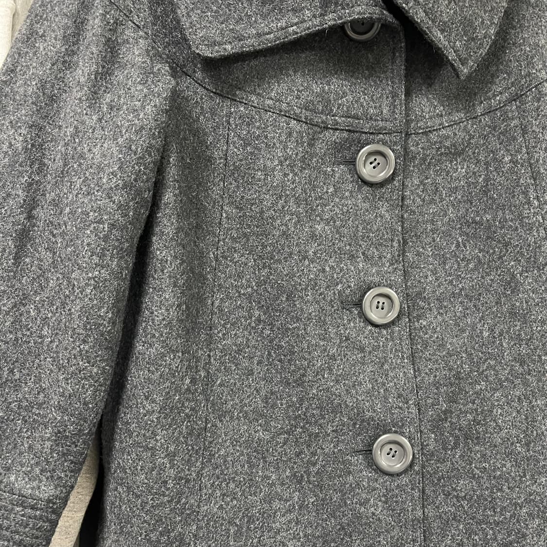 모리걸 갸루 데일리 빈티지 차콜 케이프숏 울코트 상품이미지5