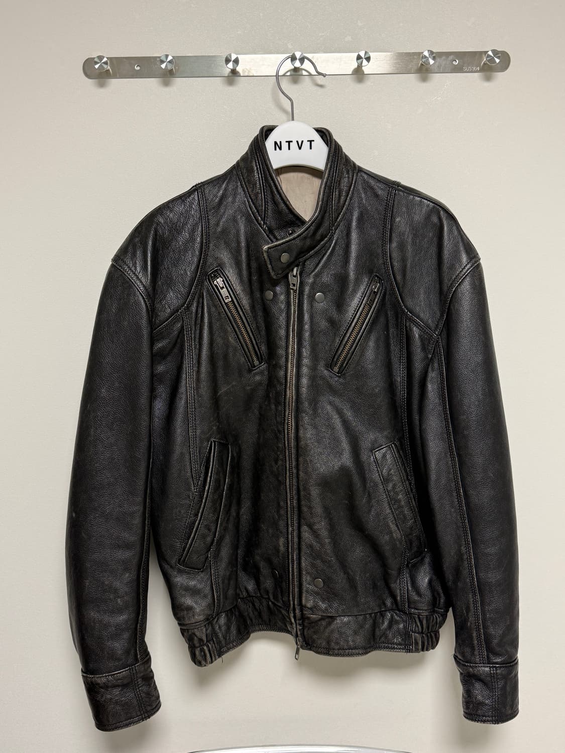 엘무드 스모커 카우하이드 바이커 레더 자켓 번트 블랙 상품이미지1