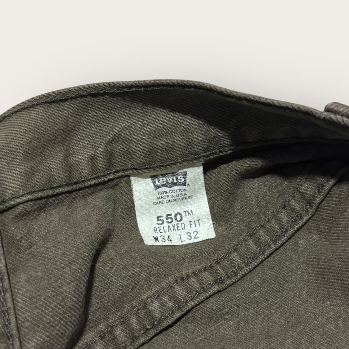 90s USA 리바이스 550 다크 올리브 데님 W32 상품이미지8