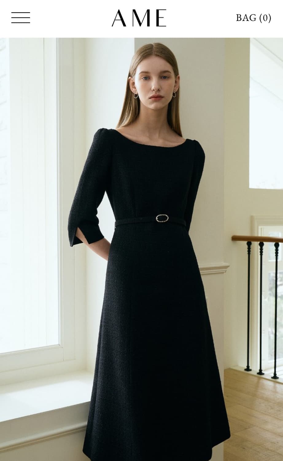 ame 엠므 보트넥 트위드 벨트원피스 블랙(새상품/정가 328,000원 상품이미지1