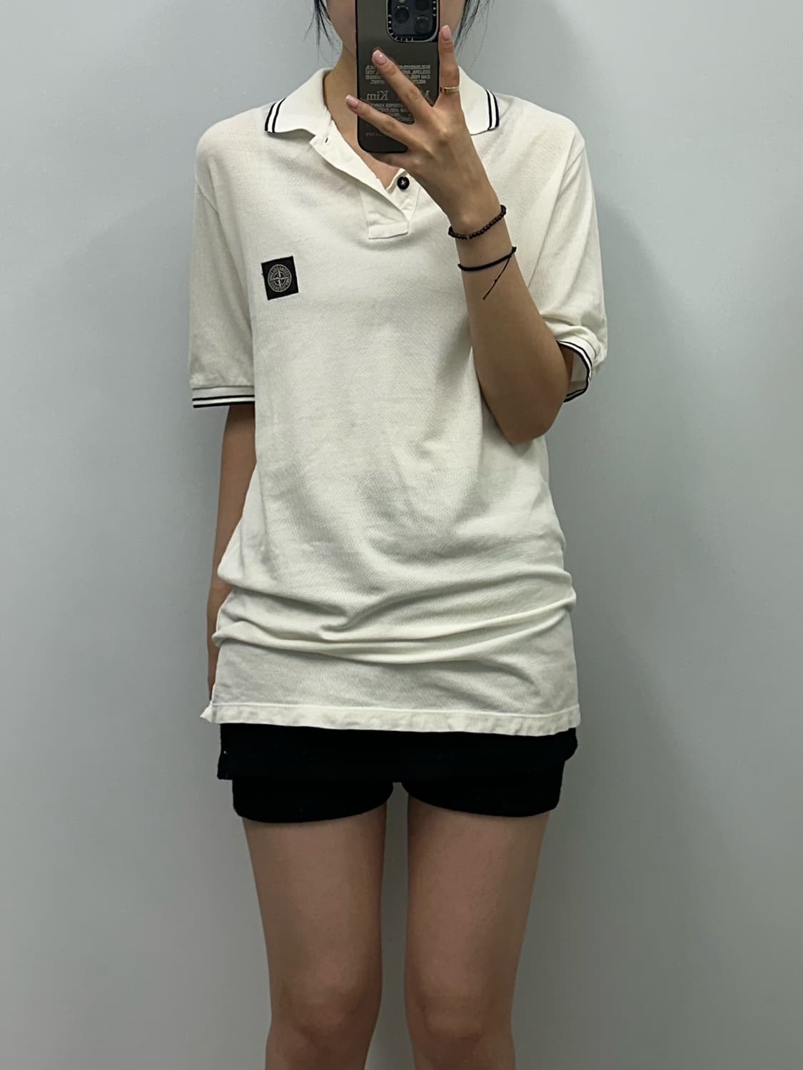 스톤아일랜드 화이트 pk 반팔 카라 티셔츠 상품이미지1