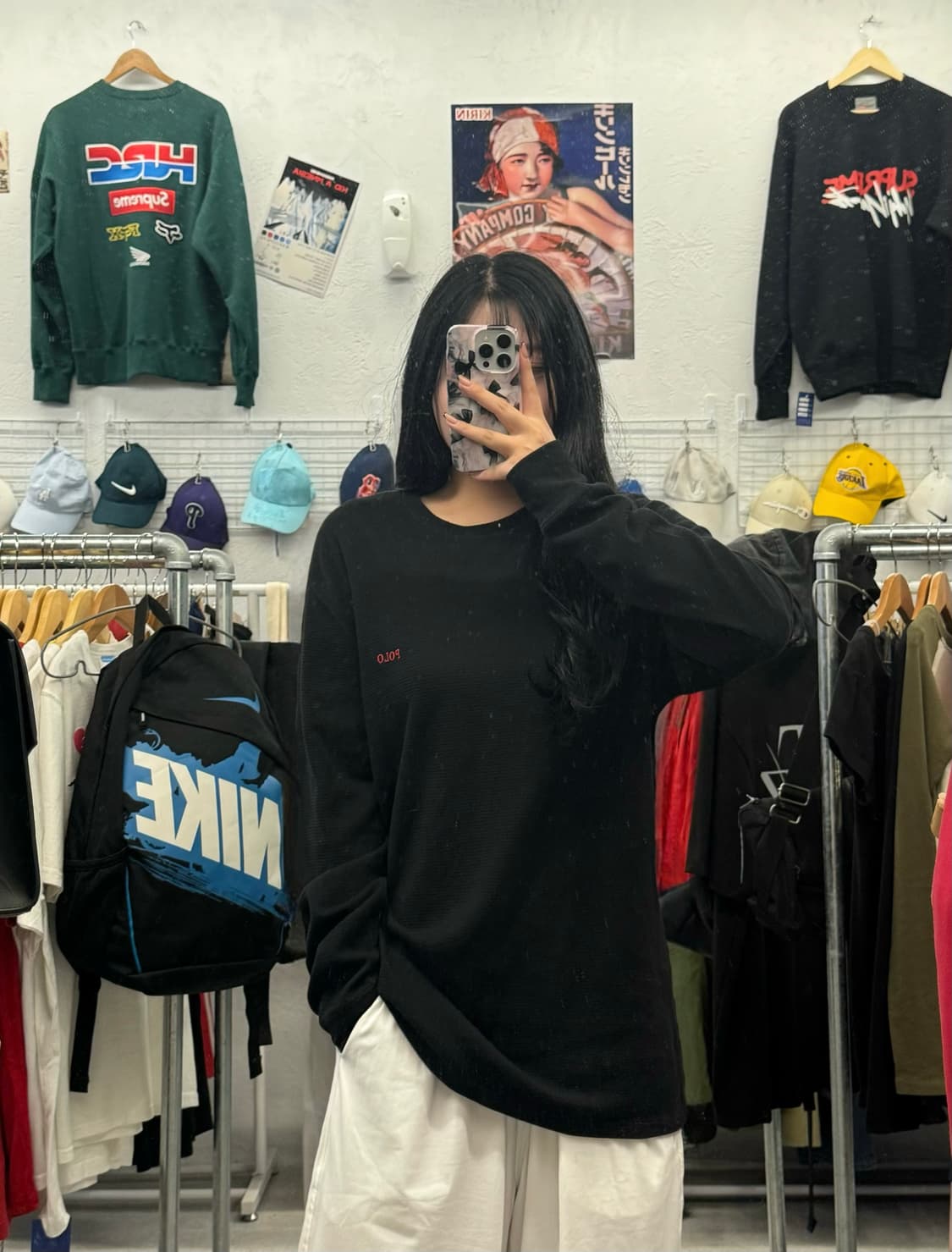 폴로 랄프로렌 로고 블랙 와플티 XL 상품이미지1