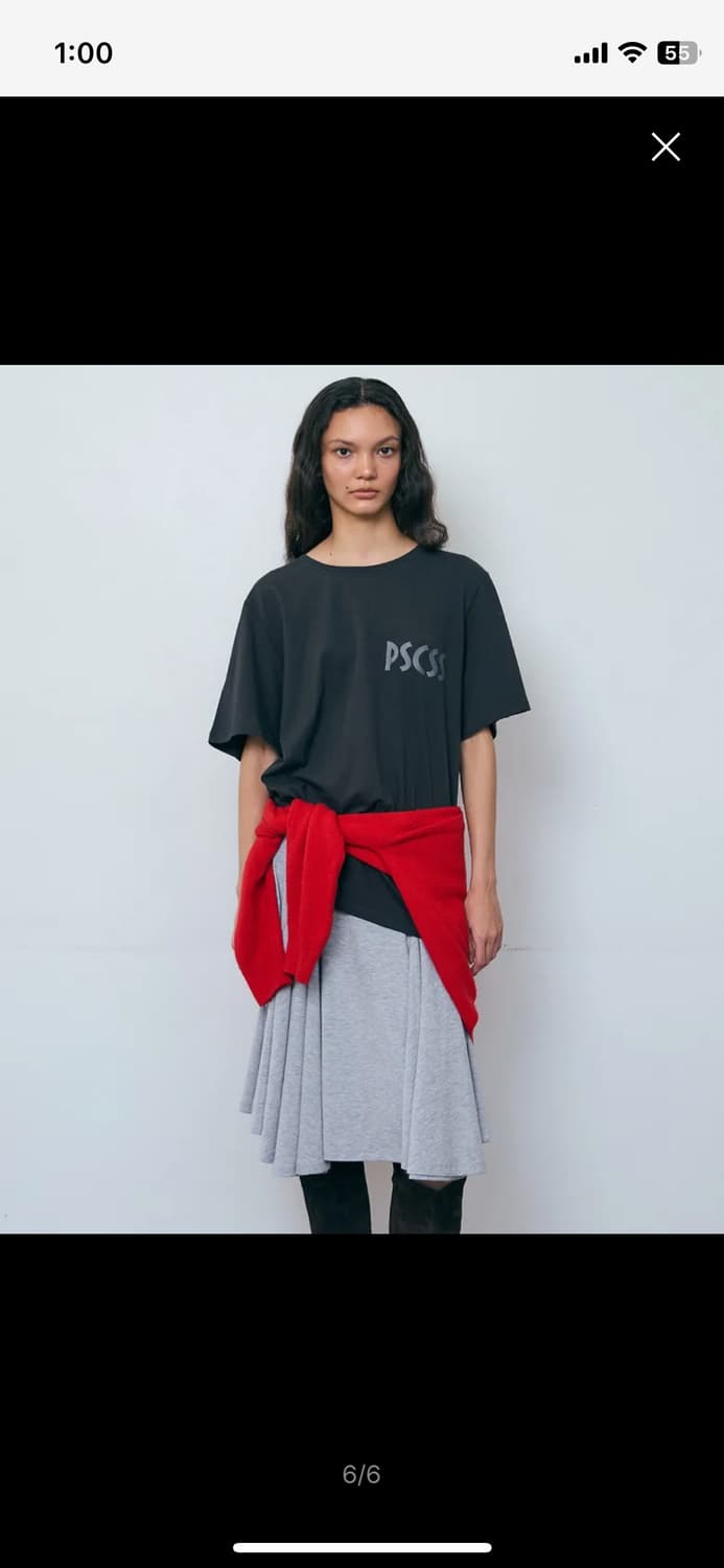 파이시스 레이어드 치마 멜란지그레이 상품이미지2