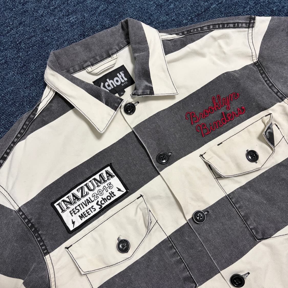 쇼트 스트라이프 워크 셔츠 자켓 상품이미지3