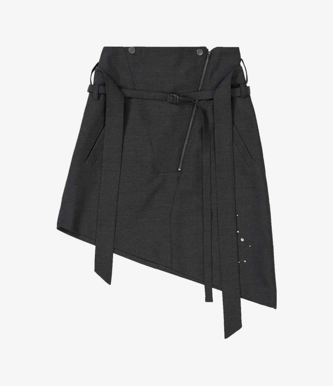 (새상품) 데비어퍼 벨트 레이어드 스커트 차콜 상품이미지2
