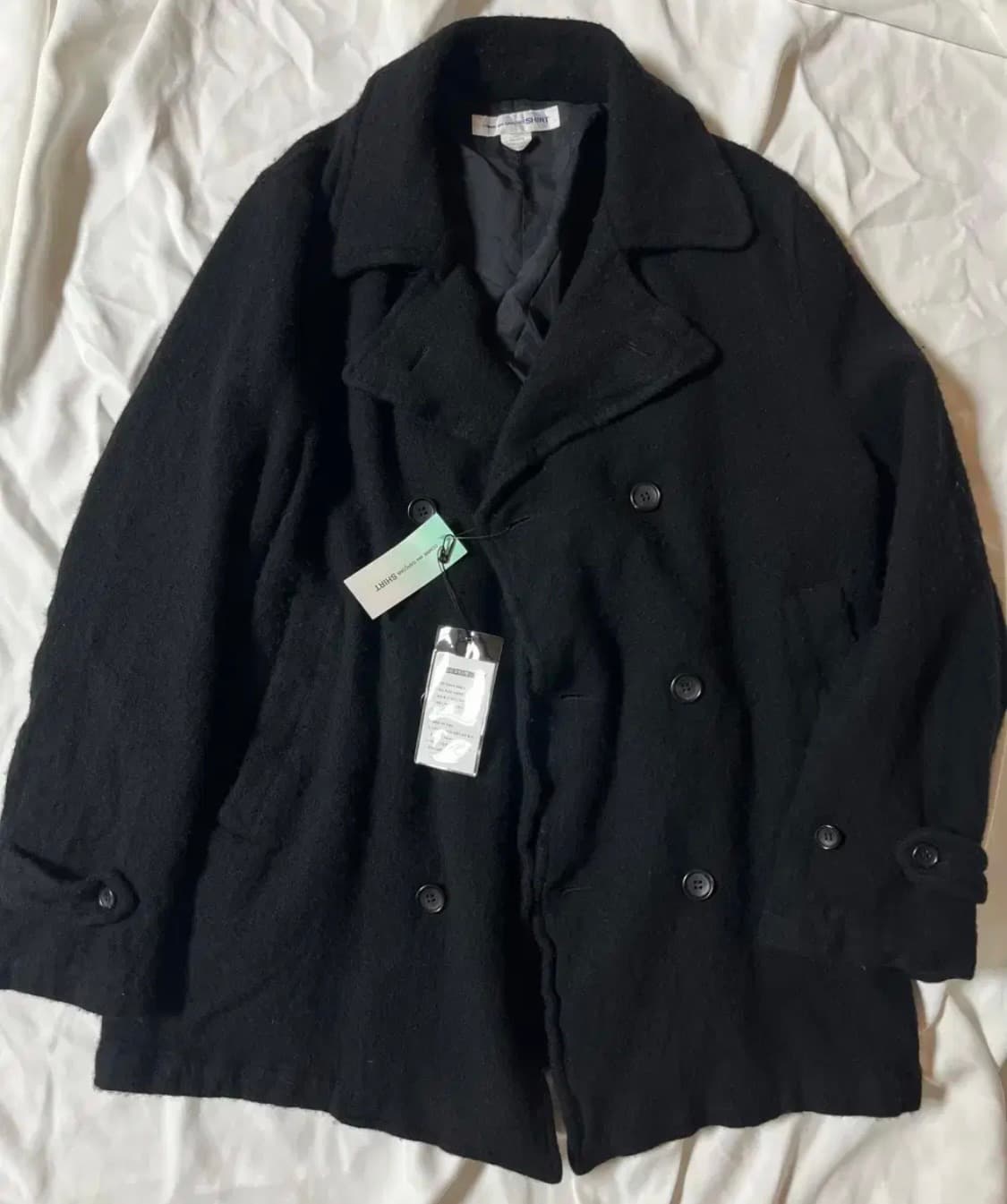 [L] 꼼데가르송셔츠 축융 울 피코트 블랙 상품이미지4