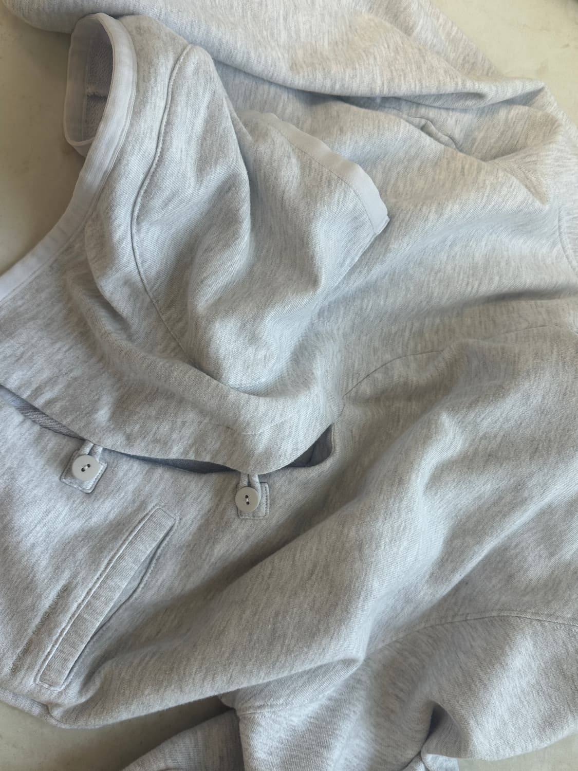 산산기어 버튼 후디 화이트 멜란지 상품이미지5