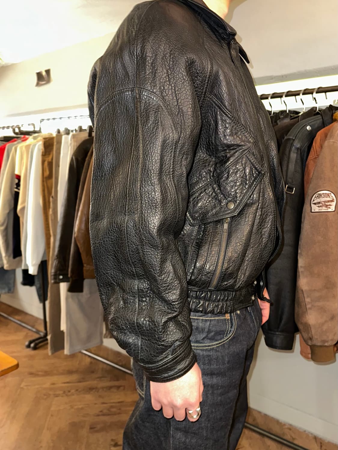 90‘s American lambskin aging bomber 상품이미지7