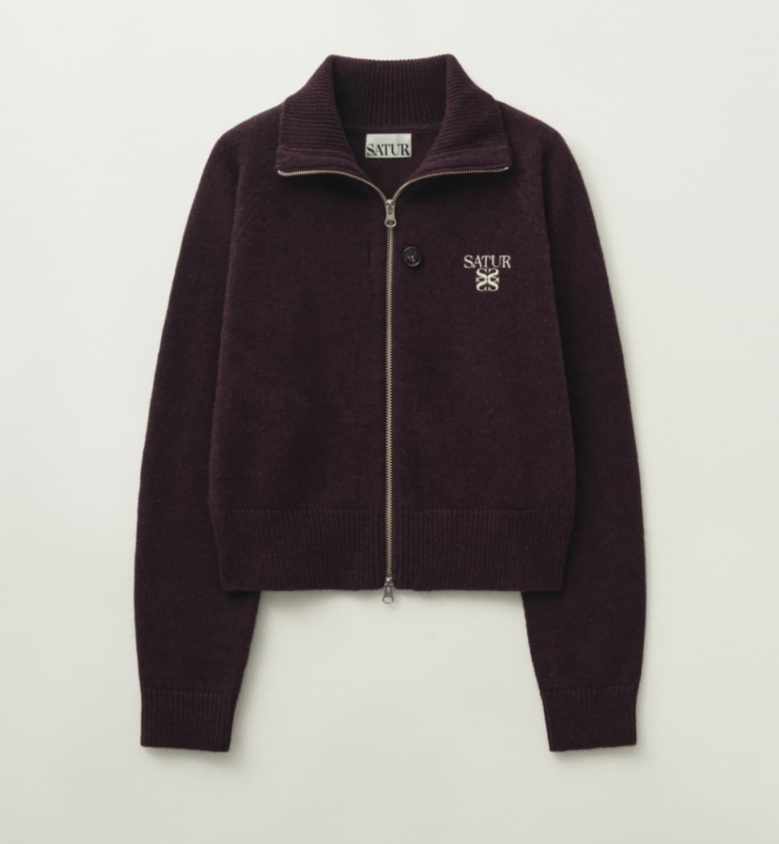 SATER 시그니처 로고 니트 집업 버건디 상품이미지4