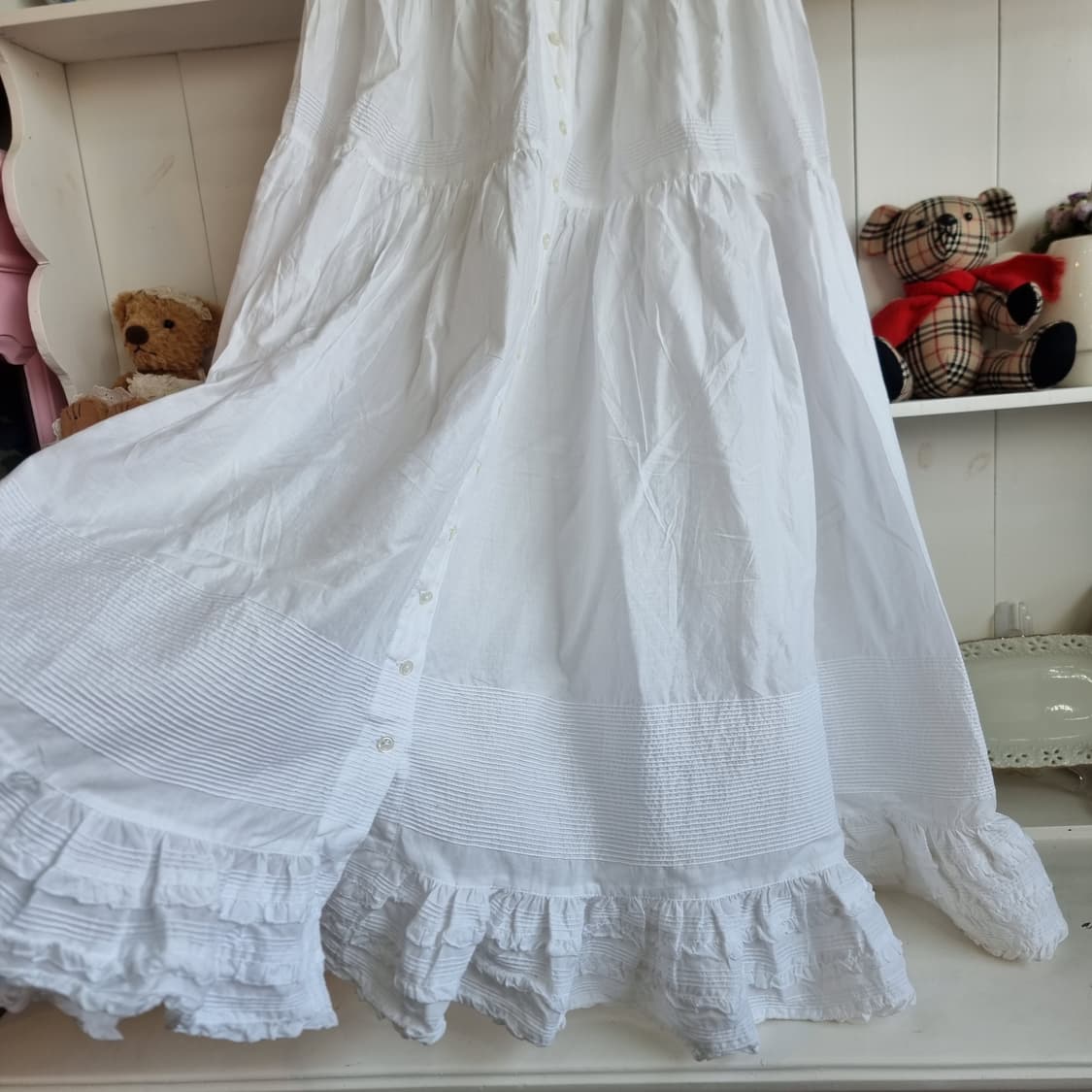 화이트 코튼 롱스커트 상품이미지2