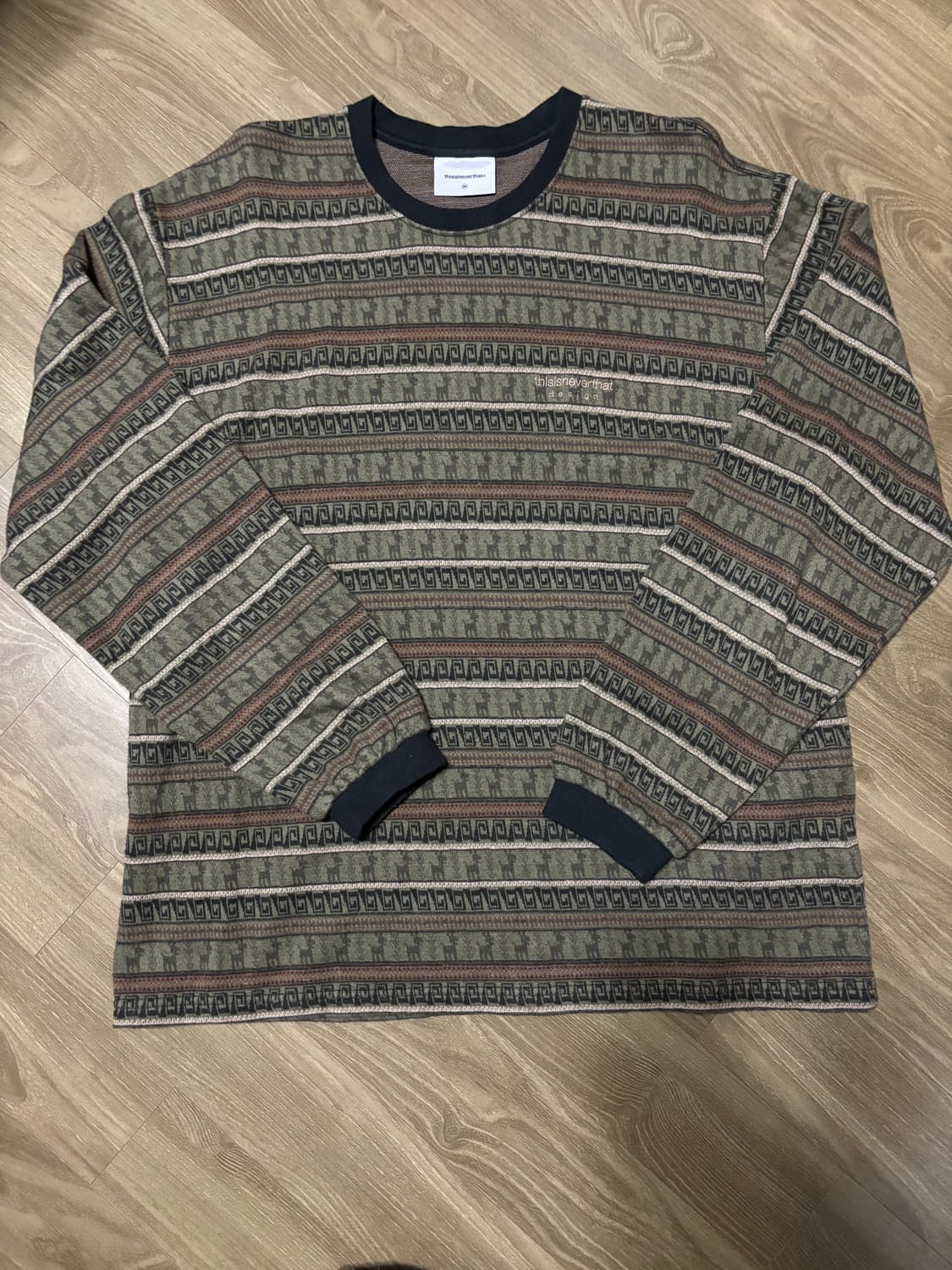 디스이즈네버댓 패턴 스트라이프 롱슬리브 카키 상품이미지2