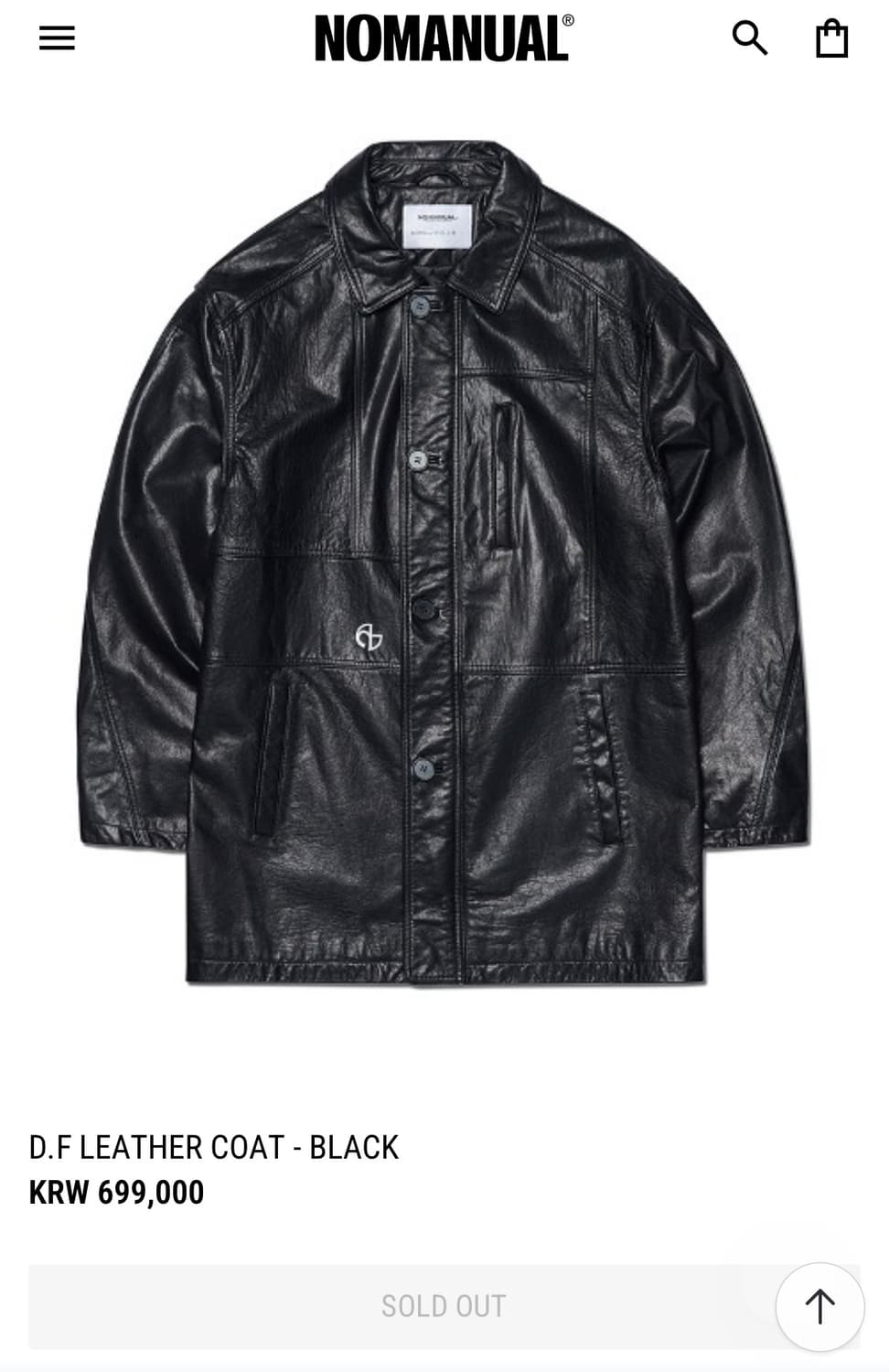 노매뉴얼 D.F LEATHER COAT - BLACK(카코트) 상품이미지1