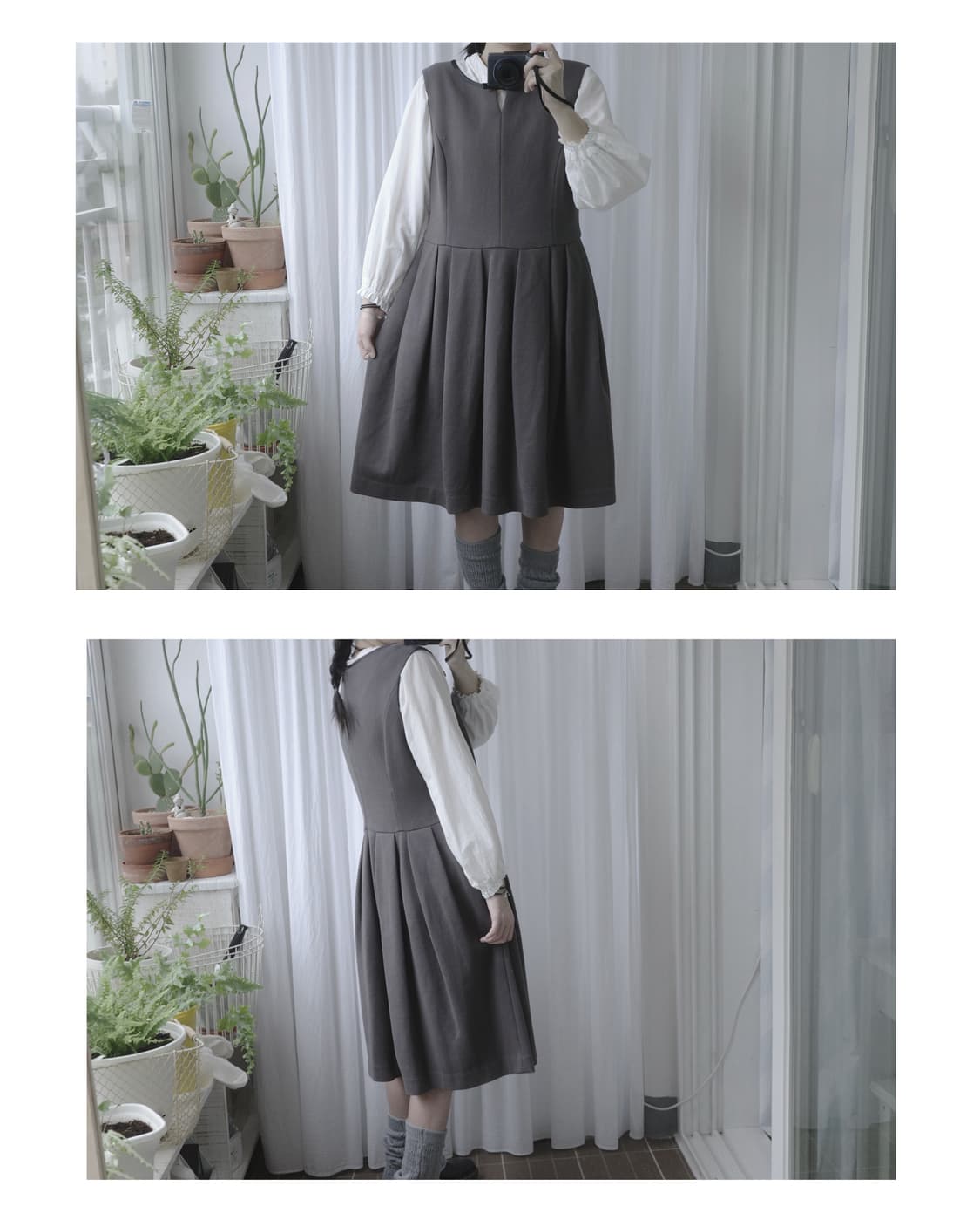 Grey a-line cotton dress 상품이미지4