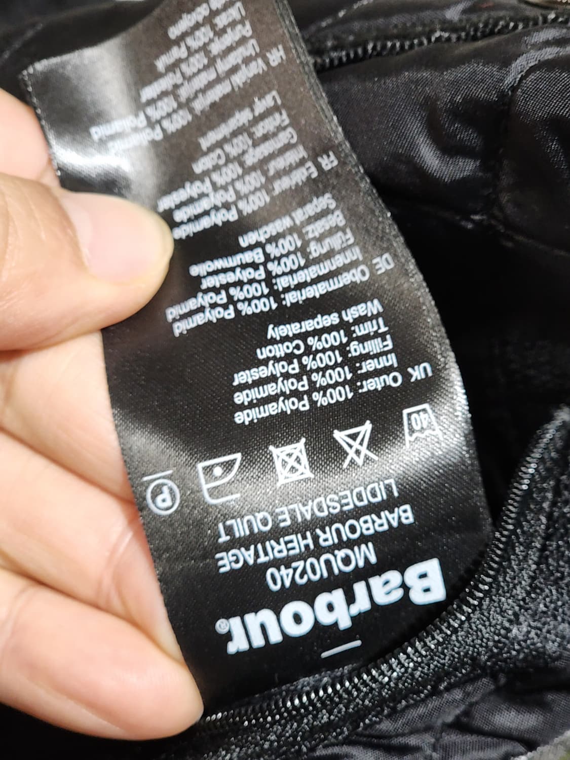 (L) 바버 퀼팅자켓 블랙 누빔점퍼 코듀로이 카라넥  상품이미지5