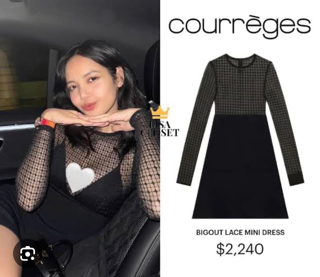꾸레쥬 레이스 미니 블랙 드레스 새상품 (블랙핑크 리사 착용) 상품이미지2