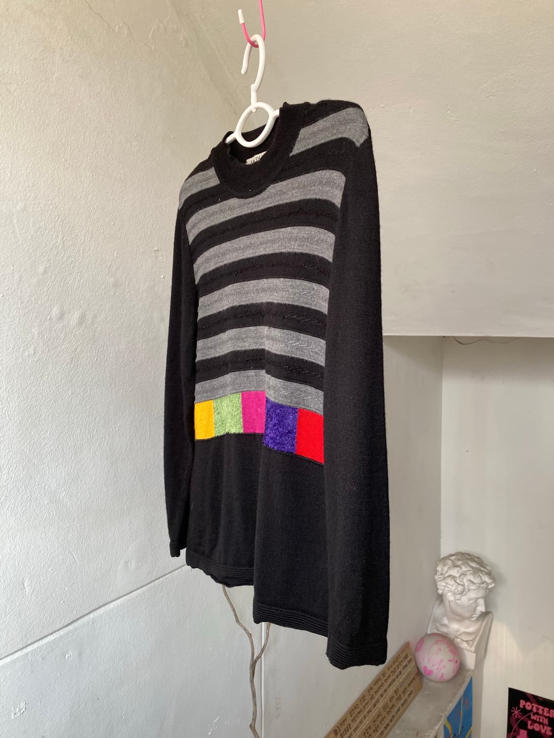 블랙 스트라이프 니트탑 상품이미지4