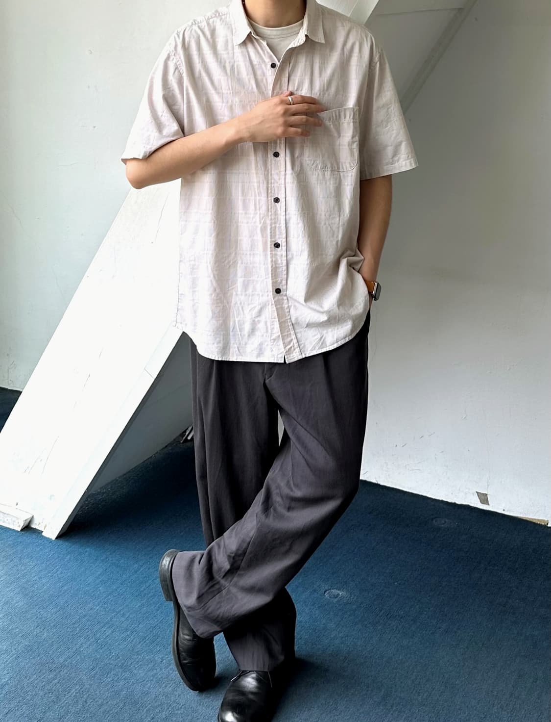  　 Light cotton woven fabric H/S shirt 상품이미지8